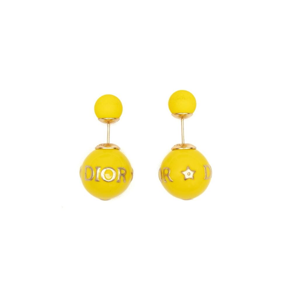 Christian Dior Mise En Dior Tribal Star Logo Earrings Yellow